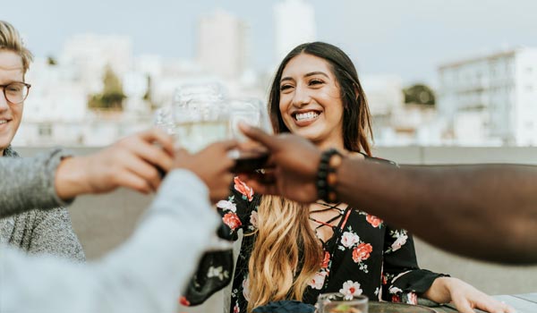 Latina Drinking Wine